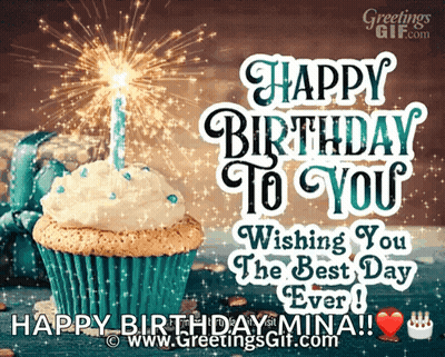 A Birthday Card With A Cupcake And A Candle That Says Happy Birthday To You GIF