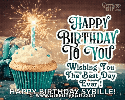 A Birthday Card With A Cupcake And A Candle That Says Happy Birthday To You GIF