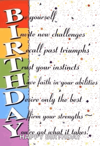 A Birthday Card With A Poem On It That Says Be Yourself GIF
