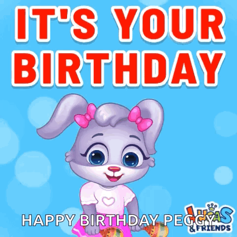 A Birthday Card With A Rabbit Holding Maracas And The Words " It 'S Your Birthday " GIF