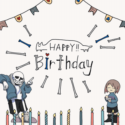 A Birthday Card With A Skeleton And Candles Says Happy Birthday GIF