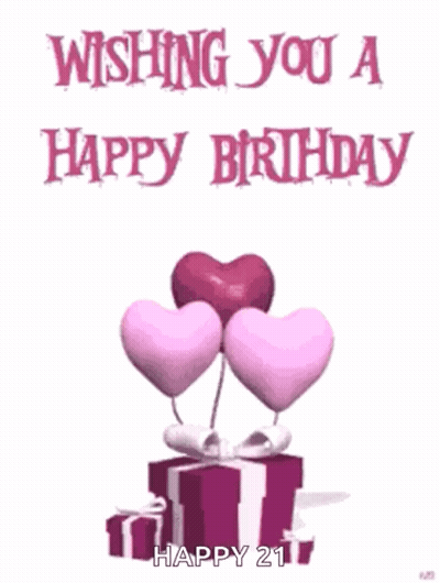 A Birthday Card With Balloons And Gifts And The Words `` Wishing You A Happy Birthday '' GIF