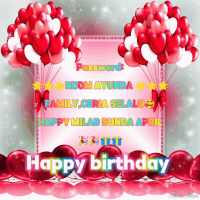 A Birthday Card With Balloons And The Words Happy Birthday On The Bottom GIF