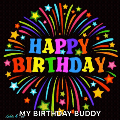A Birthday Card With Fireworks And The Words Happy Birthday GIF