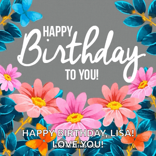 A Birthday Card With Flowers And Leaves And The Words Happy Birthday To You GIF