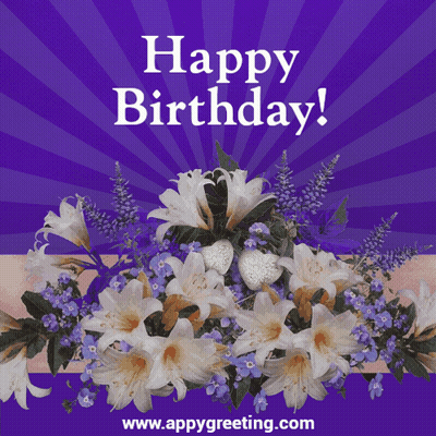 A Birthday Card With Flowers And The Website Www.appygreeting.com At The Bottom GIF