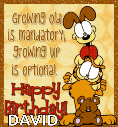 A Birthday Card With Garfield And A Teddy Bear GIF