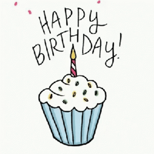 A Birthday Cupcake With A Candle And The Words Happy Birthday Written On It GIF