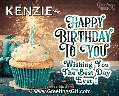 A Birthday Greeting For Kenzie With A Cupcake GIF