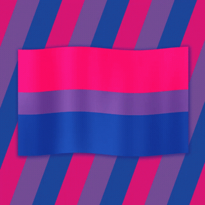 A Bisexual Flag Is Waving In The Wind Against A Striped Background GIF