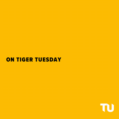 A Black And Gold Advertisement With A Yellow Border GIF