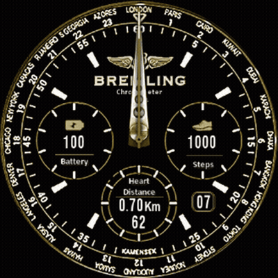 A Black And Gold Breitling Chronometer 1884 Face GIF
