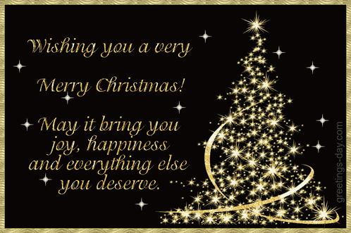 A Black And Gold Christmas Card Wishing You A Merry Christmas GIF