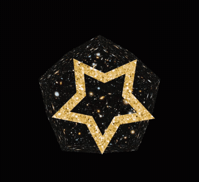 A Black And Gold Star With A Black Cube In The Middle GIF