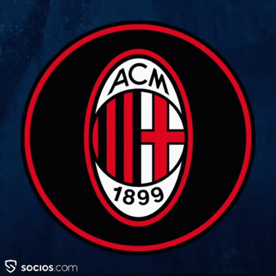 A Black And Red Circle With The Ac Milan Logo On It GIF