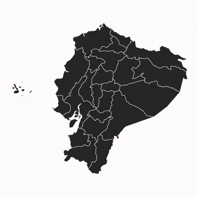 A Black And Red Map Of Ecuador With A Small Island In The Background GIF