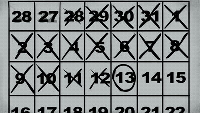 A Black And White Calendar With The Numbers 16 17 18 19 20 21 And 22 Crossed Out GIF