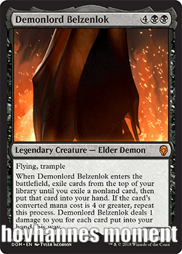A Black And White Card That Says Demonlord Belzenlok GIF