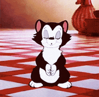 A Black And White Cartoon Cat Is Sitting On A Checkered Floor With His Eyes Closed GIF