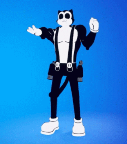 Black And White Cartoon Character With Long Tail GIF