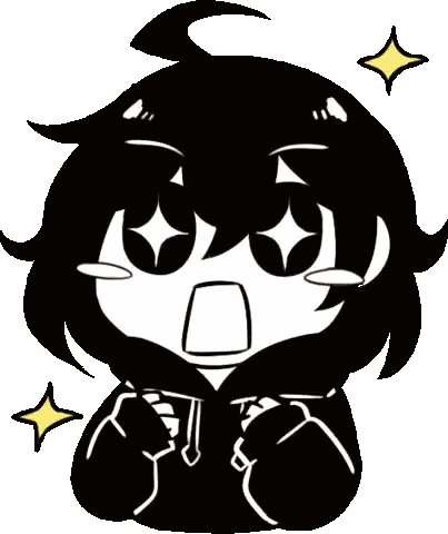 A Black And White Cartoon Character With A Surprised Look On His Face And A Yellow Star Above His Head . Sticker
