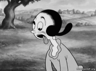 A Black And White Cartoon Of A Cartoon Character Sticking Out Her Tongue . GIF