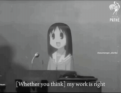 A Black And White Cartoon Of A Girl Standing At A Podium With A Microphone . GIF