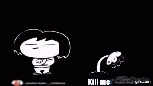 A Black And White Cartoon Of A Girl Standing Next To A Flower . GIF