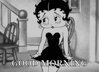 A Black And White Cartoon Of Betty Boop With The Words Good Morning Below Her GIF
