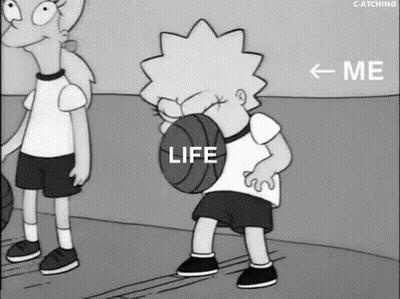 A Black And White Cartoon Of Lisa Simpson Holding A Basketball While Standing Next To A Girl . GIF