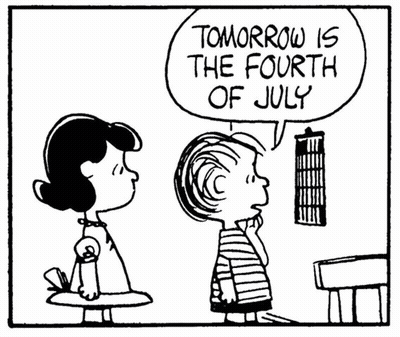 A Black And White Cartoon Of Snoopy And Woodstock Celebrating Independence Day With An American Flag In The Background GIF