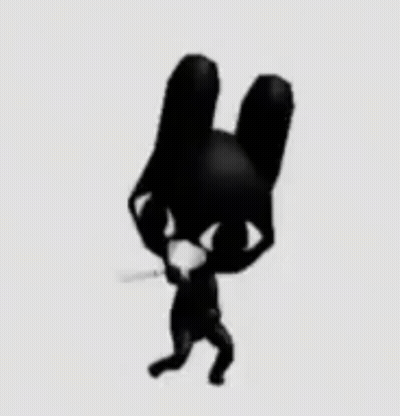 A Black And White Cartoon Rabbit Is Standing On Its Hind Legs . GIF
