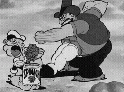 A Black And White Cartoon Shows A Can Of Spinach GIF