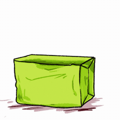 A Black And White Cat In A Green Box GIF