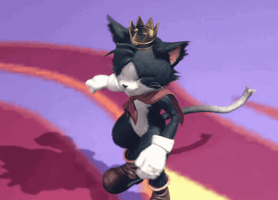A Black And White Cat Wearing A Crown And Scarf GIF