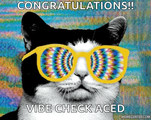 A Black And White Cat Wearing Sunglasses Says Congratulations GIF