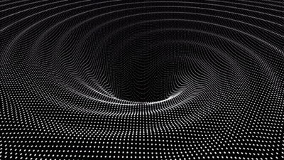 A Black And White Cgi Motion Graphics And Animated Background Of A Wormhole Filled With Dots . GIF
