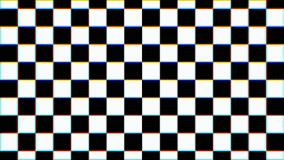 A Black And White Checkered Pattern With A Rainbow Colored Background GIF