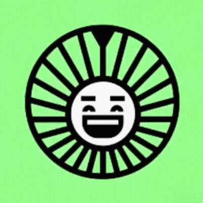 A Black And White Circle With A Smiley Face In The Center GIF