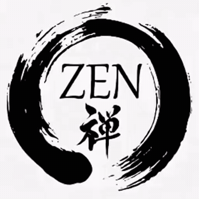 A Black And White Circle With The Word Zen In The Center GIF