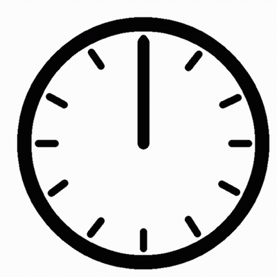 A Black And White Clock On A White Background Shows That It Is Almost 5:00 GIF