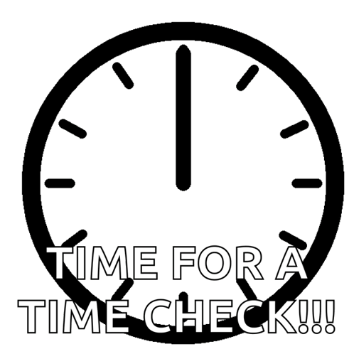 A Black And White Clock Says Time For A Time Check !!! GIF