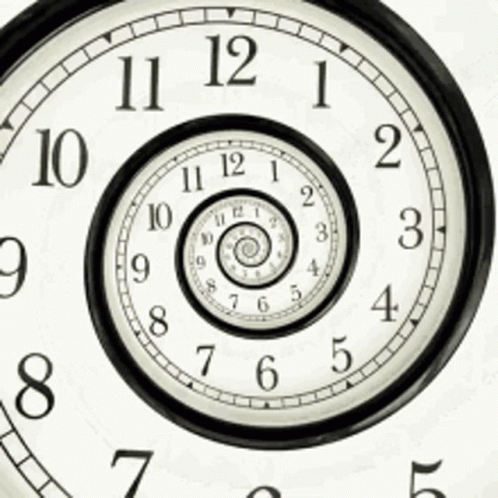 A Black And White Clock With A Spiral In The Center GIF