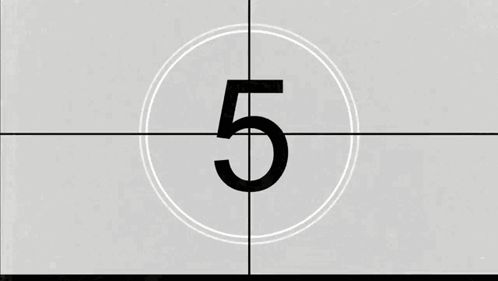 Black And White Countdown Clock With Five GIF