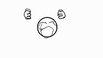 A Black And White Drawing Of A Ball With A Face On It GIF