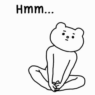 A Black And White Drawing Of A Bear With The Words " Hmm " Written Below It GIF
