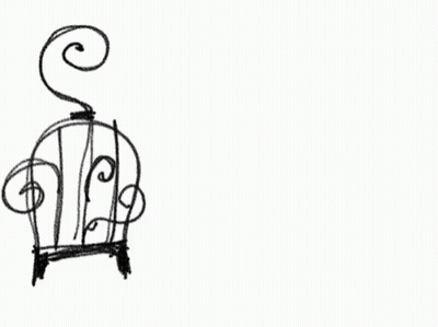 A Black And White Drawing Of A Bird Flying Away From A Cage GIF