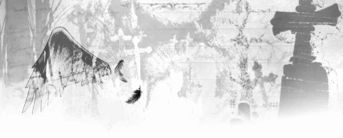A Black And White Drawing Of A Bird With Wings And A Feather Flying In Front Of A Cross . GIF