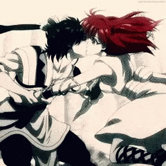 A Black And White Drawing Of A Boy And A Girl Kissing GIF