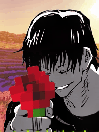 A Black And White Drawing Of A Boy Holding A Red Rose GIF